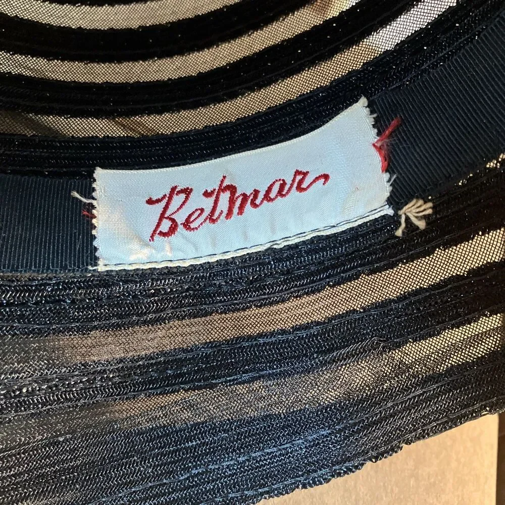 Betmar Black Straw Hat Womens Bow Accent Made in Italy Fashion Sun Hat